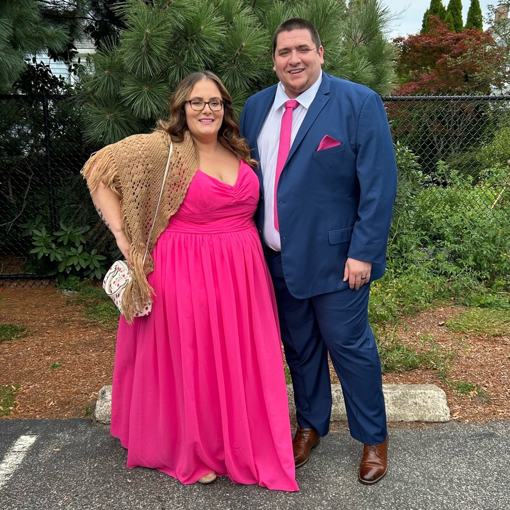 Azazie Fuchsia A-Line Chiffon Dress - Picture 5 of 5